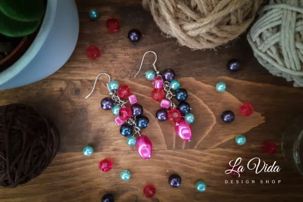 Cluster jewel tones fürtös fülbevaló - Image 3