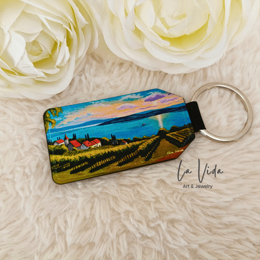 Kulcstartó - műbőr, Balatoni panoráma