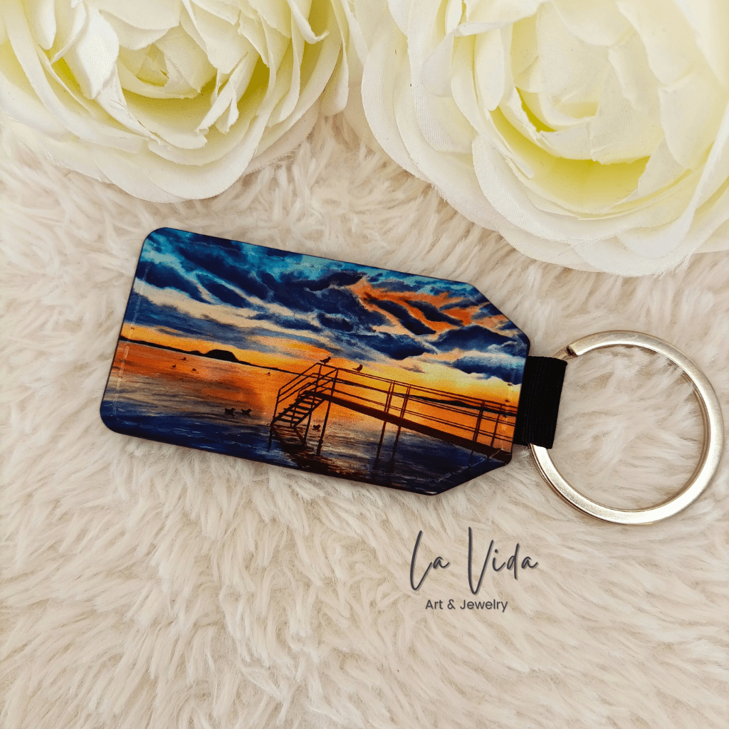 Kulcstartó - műbőr, Balaton stéggel