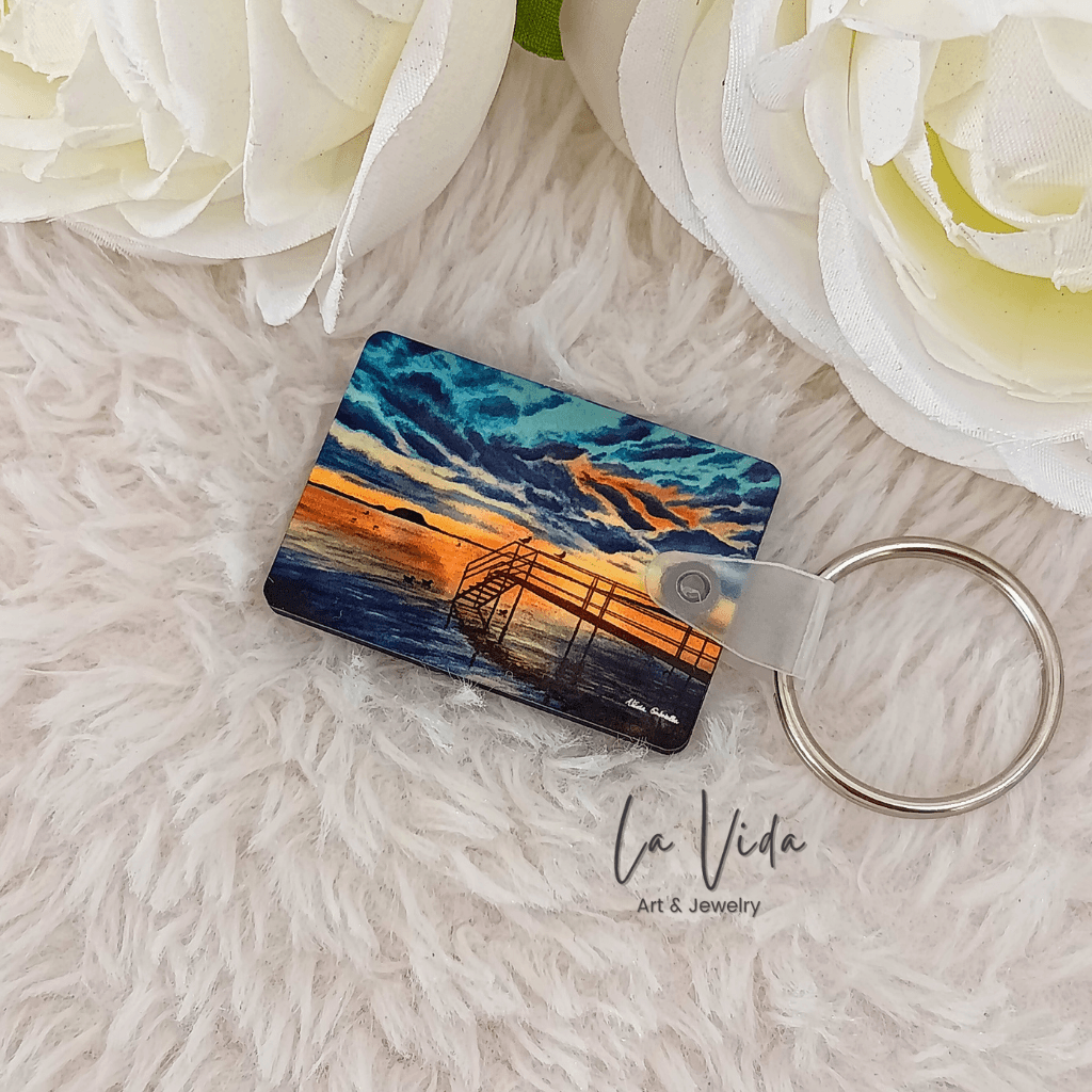 Naplemente stéggel kulcstartó