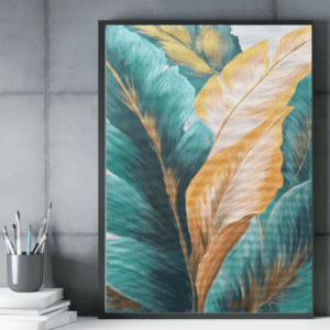 egyedi festmény nappaliba – Gabriella Vida kortárs trópusi festmény La Vida Art & Jewerly