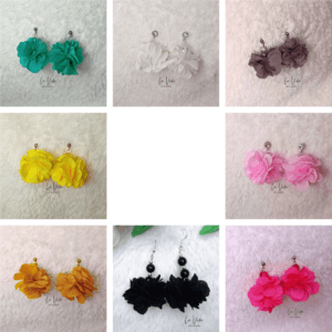 Spring pompom virágbojtos statement fülbevaló